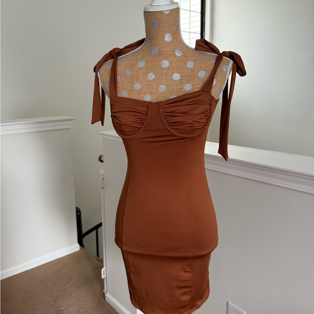 Emory Park Brown Mini Dress with Tie Straps